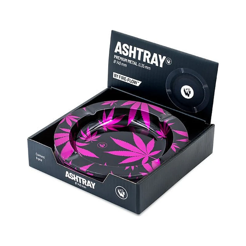 FireFlow Aschenbecher Leaves Pink – Metall 14 cm, 6 Stück