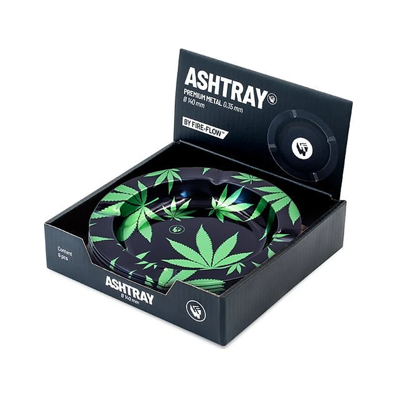FireFlow Aschenbecher Leaves Green – Metall 14 cm, 6 Stück