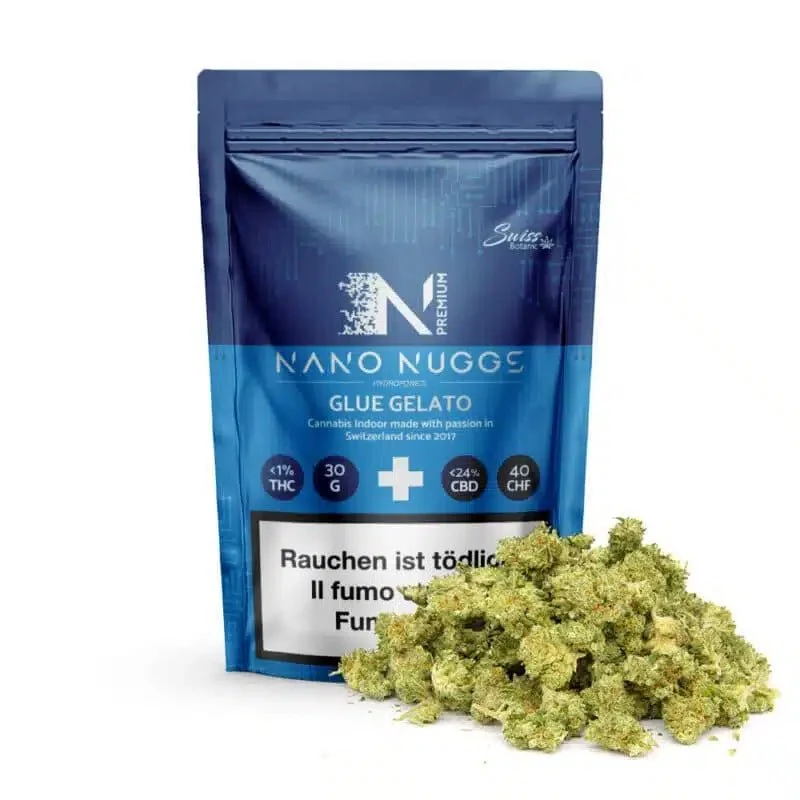 Swiss Botanic Nano Nuggs Glue Gelato – Indoor CBD Blüten 30 g