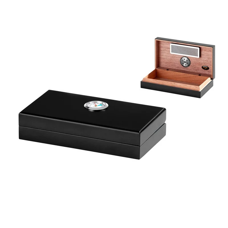 Compact Cigar Humidore i Træ - Sort