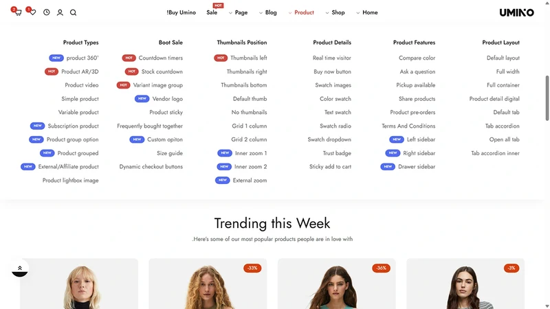 Umino Theme – RTL Demo | Fashion & Apparel (RTL Support)