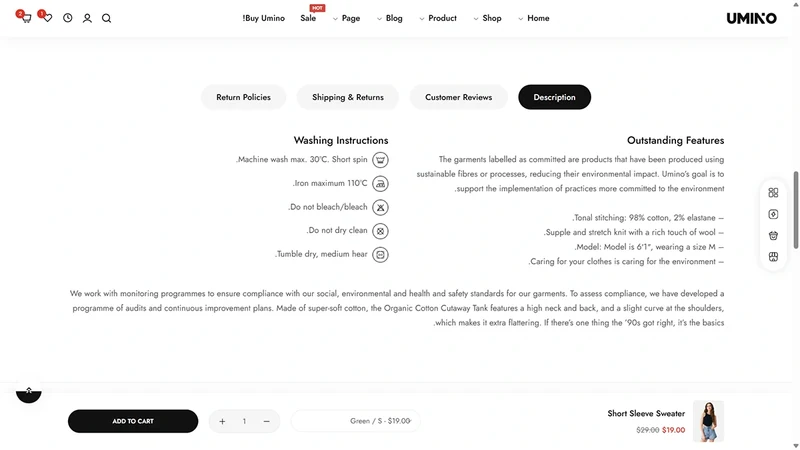 Umino Theme – RTL Demo | Fashion & Apparel (RTL Support)