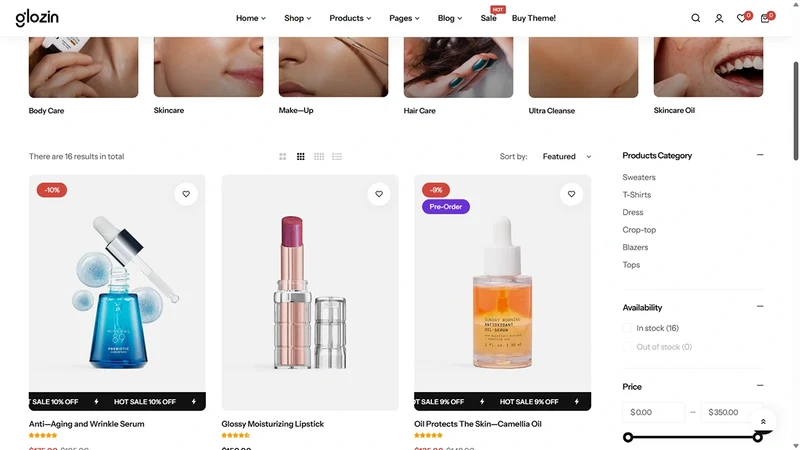 Glozin theme – Cosmetic | Beauty & Wellness