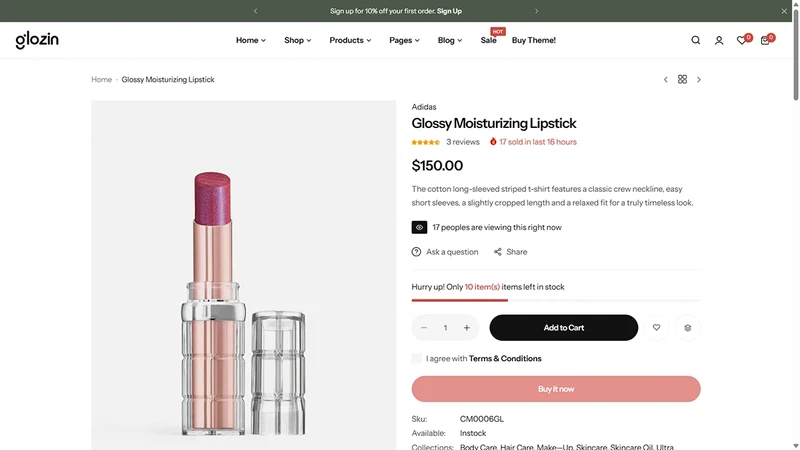 Glozin theme – Cosmetic | Beauty & Wellness