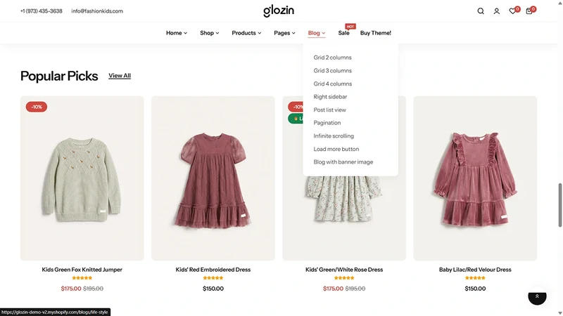 Glozin theme – Tiny Outfits | Kids & Baby Clothing