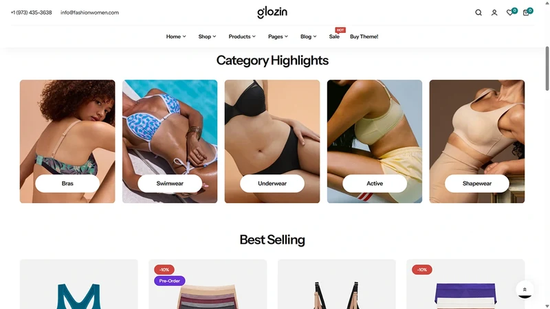 Glozin theme – Underwear | Lingerie & Intimate Wear