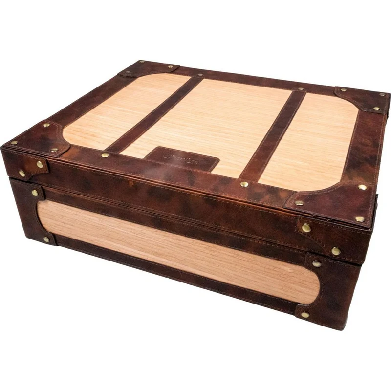 Passatore Humidor Brown Leather and Wood