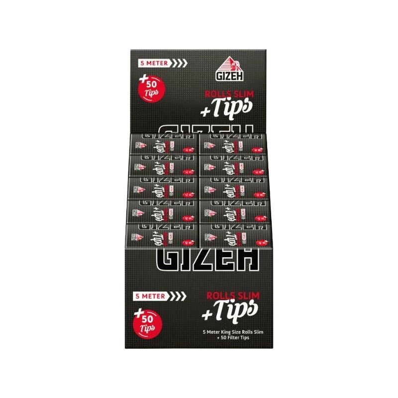 GIZEH Rolls Slim +Tips - Black (20 x 5m +50Stk)