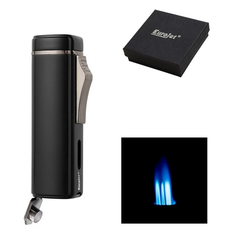 Eurojet Cigar 3X Jet Lighter med Puncher - Sort