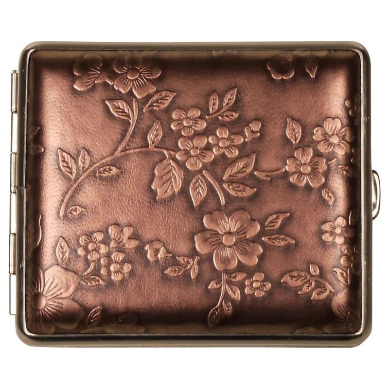 Vom Hofe Cigaret Etui - 18 King Size - Bronze Flower