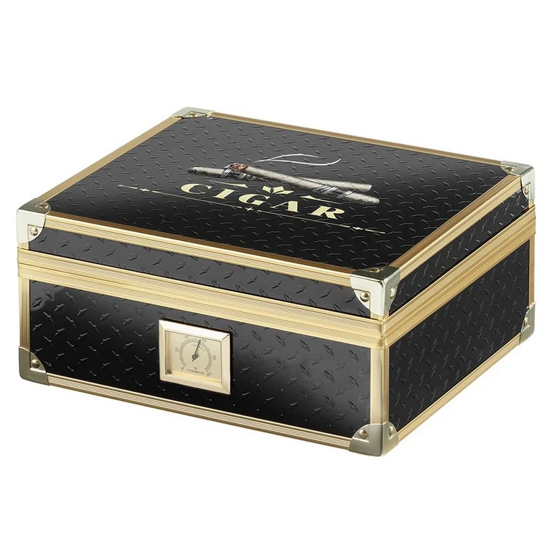 Angelo Cigar Humidor - Sort med Guldramme