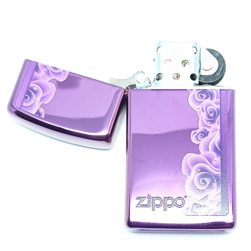 Original Slim Zippo Lighter - Purple Roses