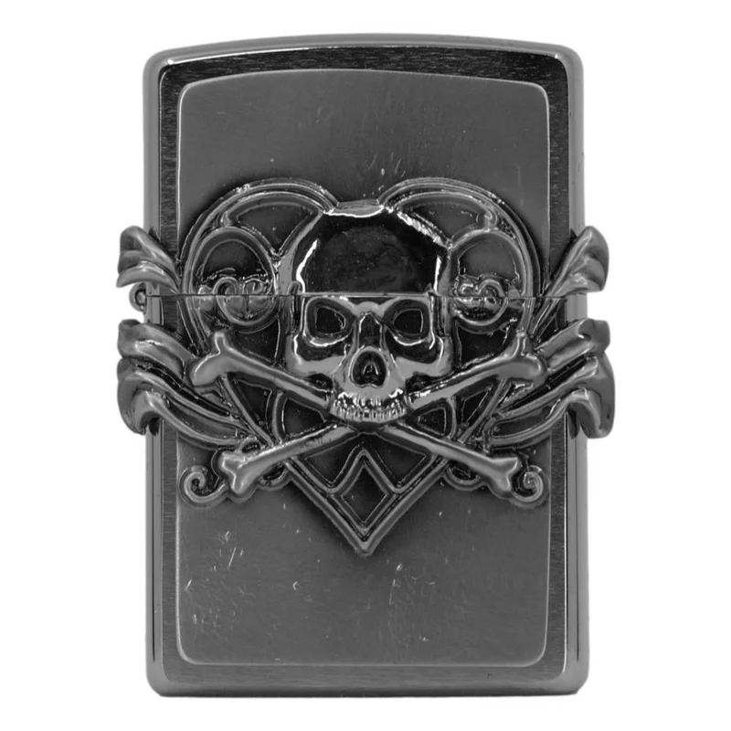 Zippo Lighter Skull with Heart 3D Emblem