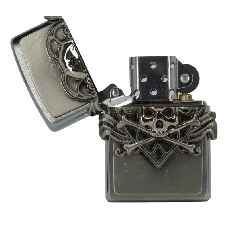 Zippo Lighter Skull with Heart 3D Emblem