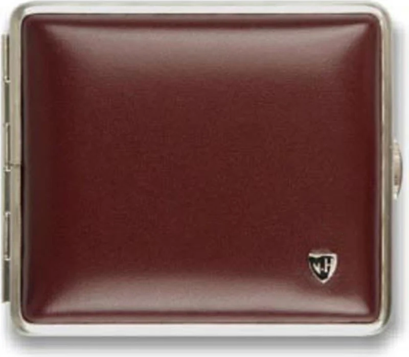 Vom Hofe Cigaret Etui - 18 King Size - Bordeaux Læder m/Sølv