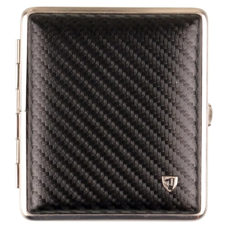 Vom Hofe Cigaret Etui - 18 King Size - Carbon Look Mat Chrom
