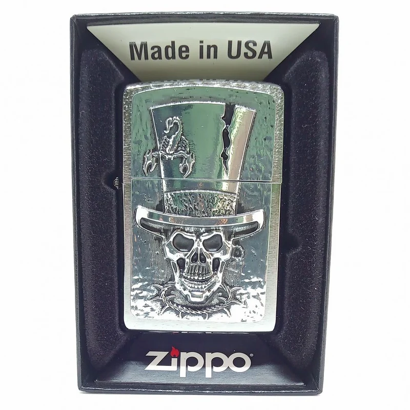 Zippo Lighter Skull Top Hat