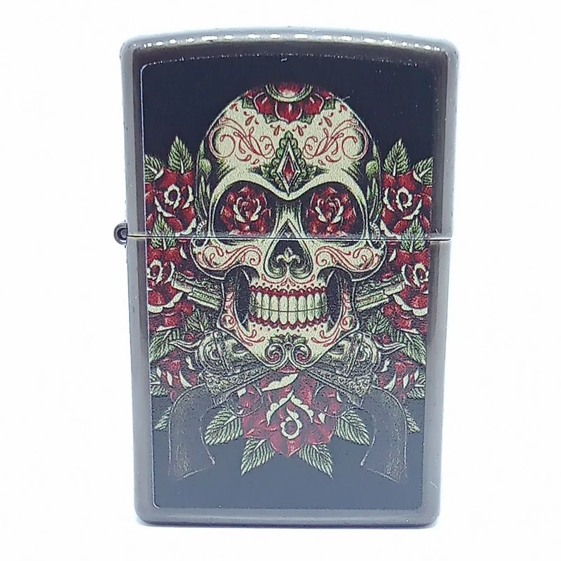 Skull Roses Design Zippo Lighter