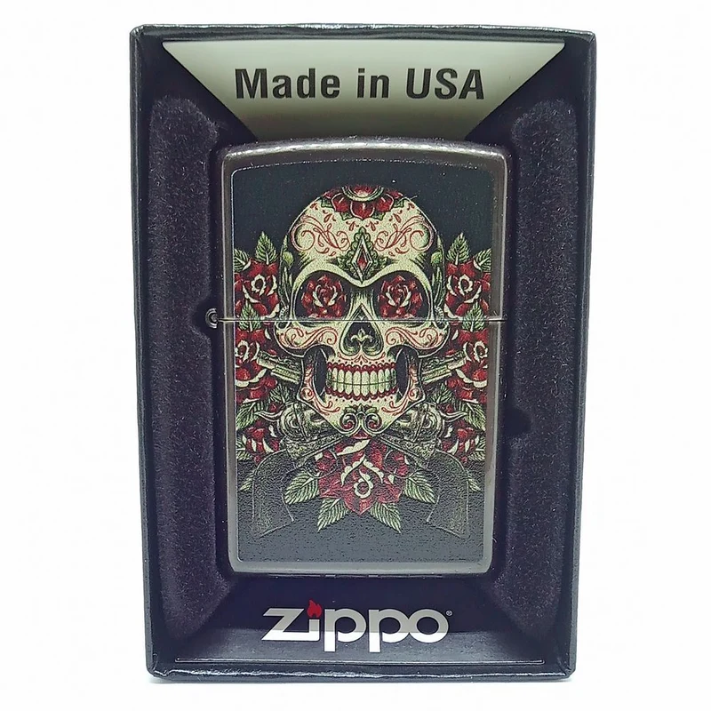 Skull Roses Design Zippo Lighter