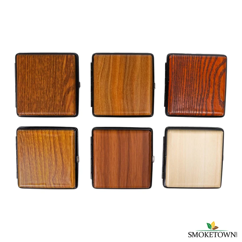 Zigarettenetui Holzfinish Lederoptik