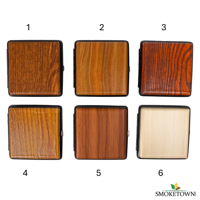 Zigarettenetui Holzfinish Lederoptik