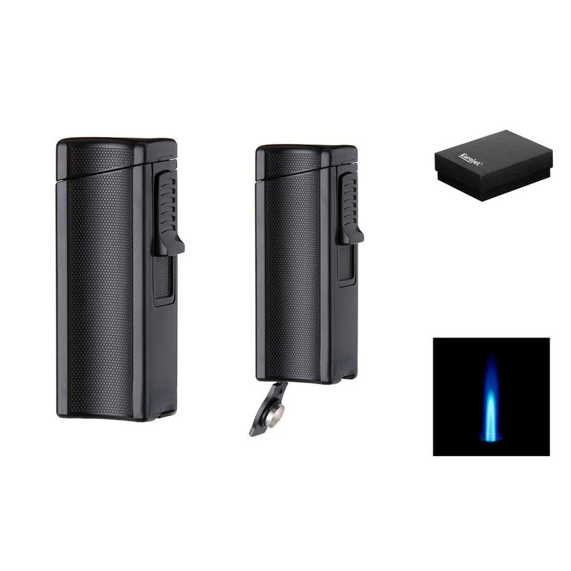 Eurojet Cigar Jet Lighter med Puncher - Mat Sort
