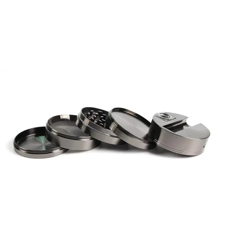 Grinder mit Pfeife 75mm Gun Metal – 4-teilig & massiv