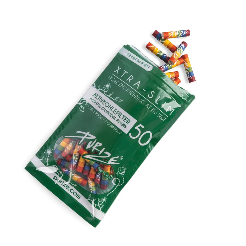 PURIZE Aktivkohlefilter XTRA Slim Rainbow 50 Stück