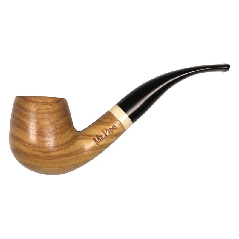 Mr. Pipe Pibe Natur Redwood Bøjet inkl. Stand