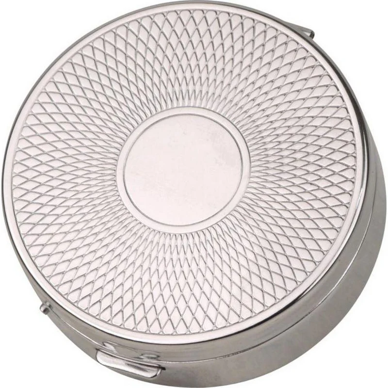 Rund Metal Box i Chrome med Dekoration