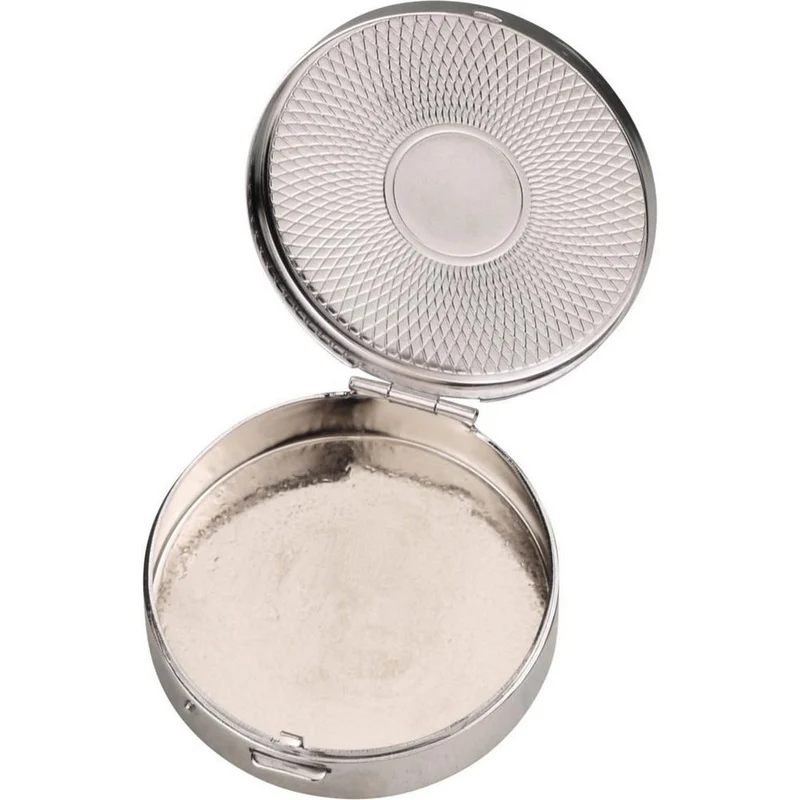Rund Metal Box i Chrome med Dekoration