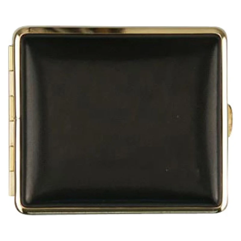 Vom Hofe Cigaret Etui - 18 King Size - Sort Læder m/Guld