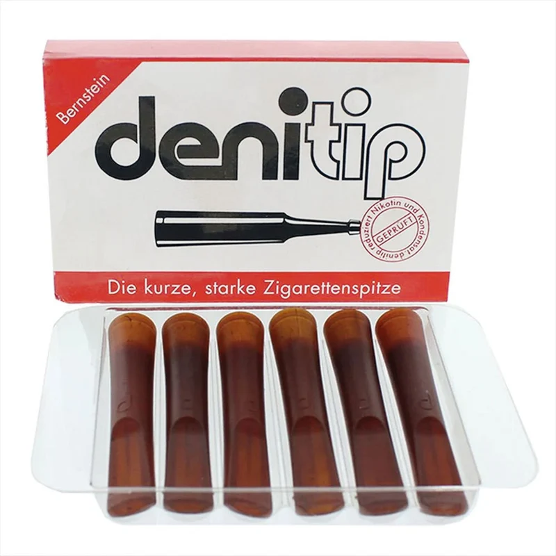 6 stk Denitip Cigaret Holder med Filter - Ravfarvet
