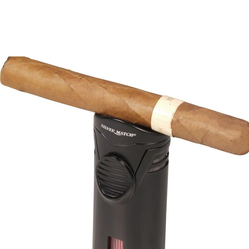 Cigar Lighter - Silver Match Debden - Single Torch & Holder