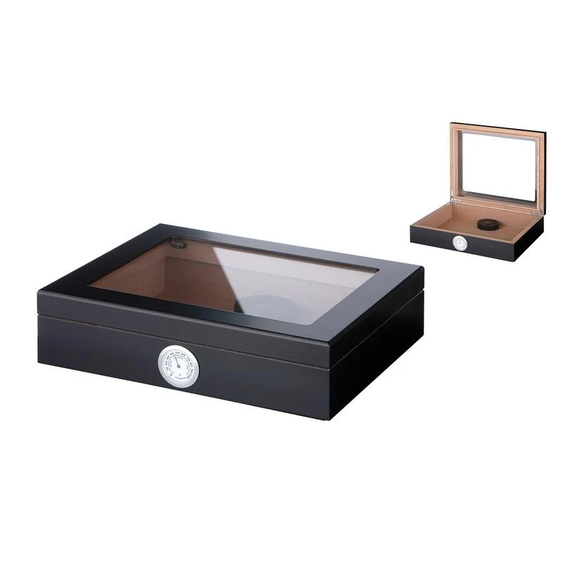 Angelo Glastop Cigar Humidor i Sortlakeret Træ