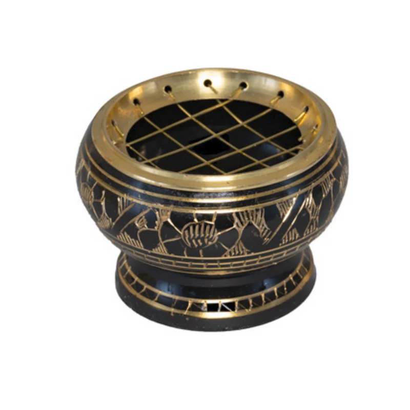 Räuchergefäss mit Metallnetz Messing