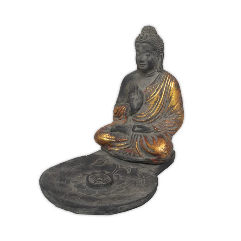 Räucherstäbchenhalter Buddha Schwarz-Gold