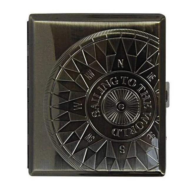 Cigaret Etui - 16 King Size - Antik Chrom Compass