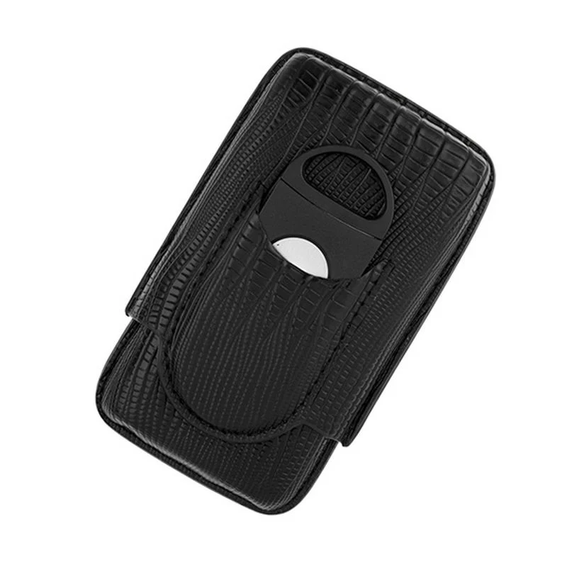 Sort Cigar Etui med Cigar Cutter