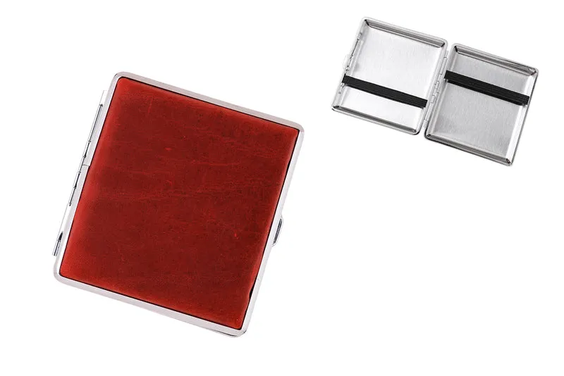 Zigarettenetui Leder Vintage Rot