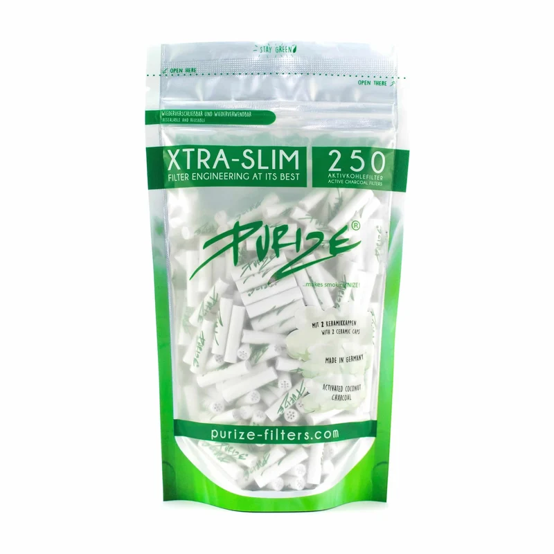 PURIZE Aktivkohlefilter XTRA Slim Weiss - 250 Stück