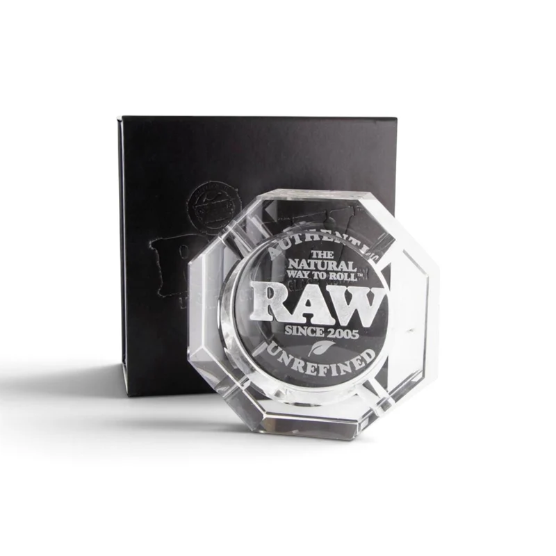 RAW Lead Free Crystal Glass Ashtray + Giftbox