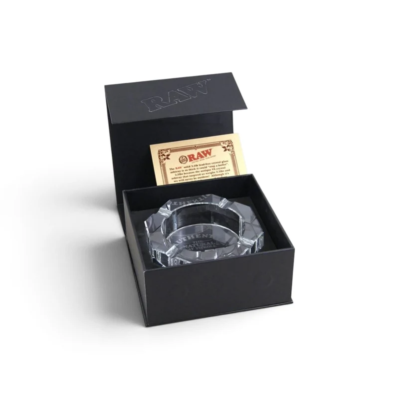 RAW Lead Free Crystal Glass Ashtray + Giftbox