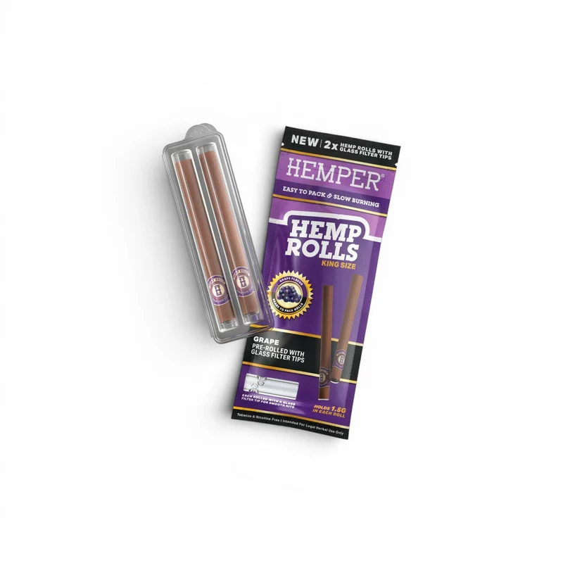 Pre-Rolled 2PK King Size Glass Tipped Hemp Rolls
