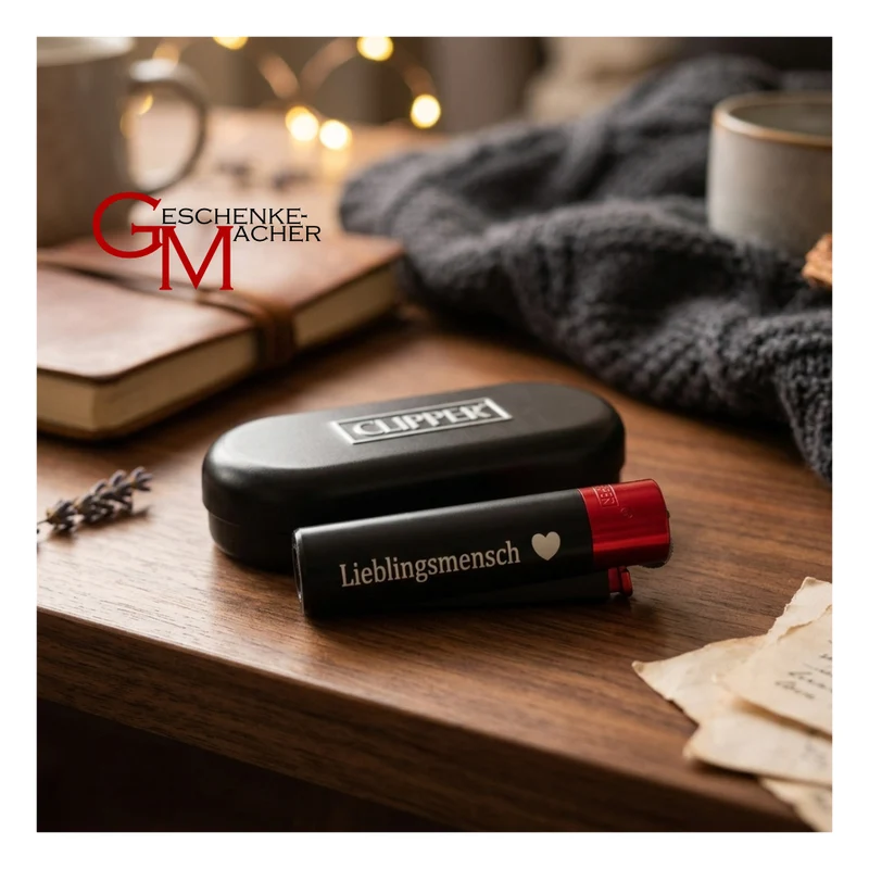 Clipper Metall-Feuerzeug Lava mit Gravur Lieblingsmensch I Geschenke-Macher
