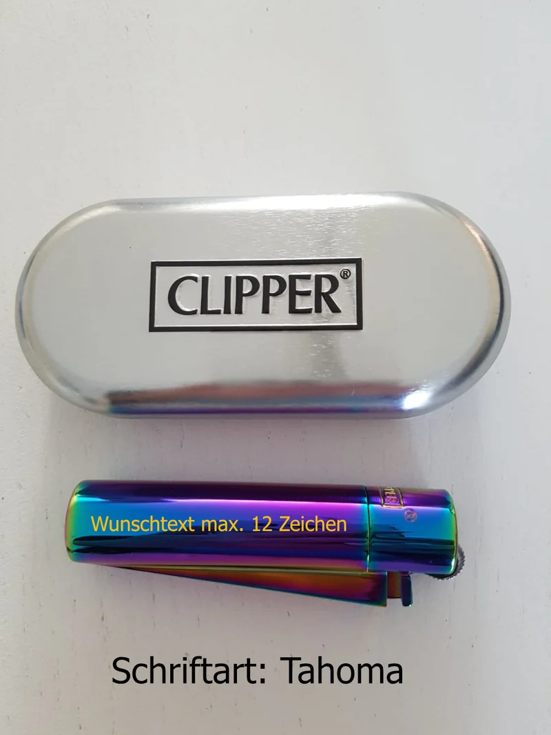 1 Stk. Clipper Rainbow Metall-Feuerzeug Icy mit Gravur