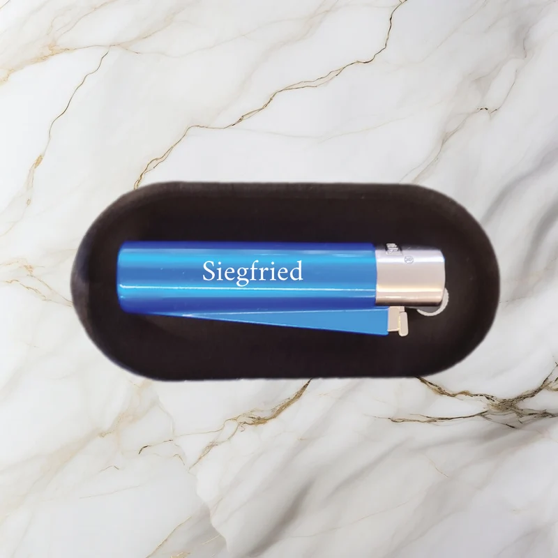 Clipper Metall-Feuerzeug silber-blau mit Gravur I Geschenke-Macher