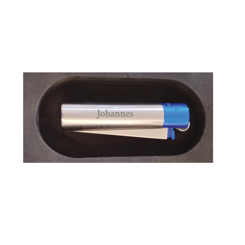 Clipper Metall-Feuerzeug silber-blau mit Gravur I Geschenke-Macher