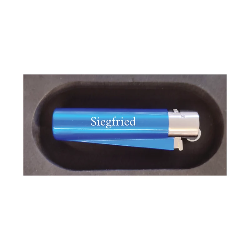 Clipper Metall-Feuerzeug silber-blau mit Gravur I Geschenke-Macher