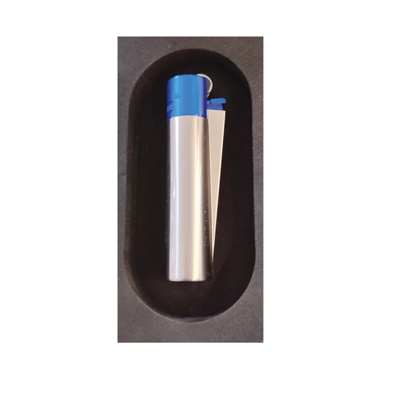 Clipper Metall-Feuerzeug silber-blau mit Gravur I Geschenke-Macher